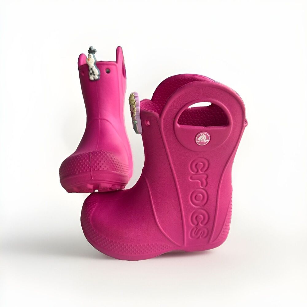CROCS Magenta Pink Rain Boots Toddler Girl Size 6C Handle It Waterproof Pull On